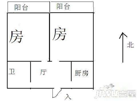 弘绘箐华园2室1厅1卫74㎡户型图