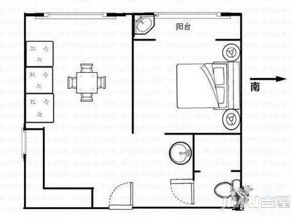 弘绘箐华园2室1厅1卫74㎡户型图