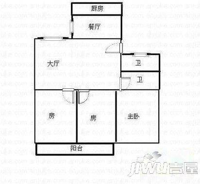 美岐新村2室1厅1卫68㎡户型图