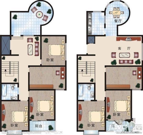 春江御园5室3厅3卫216㎡户型图