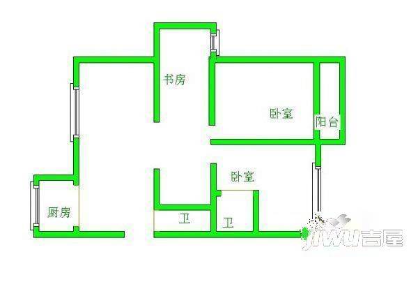华能花园3室2厅1卫130㎡户型图