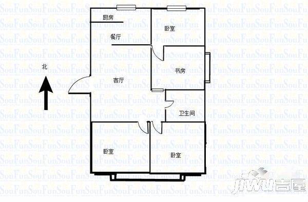 华能花园3室2厅1卫130㎡户型图