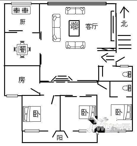 航华花园4室2厅2卫145㎡户型图