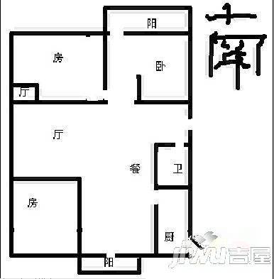 群升国际B区1室2厅1卫51㎡户型图