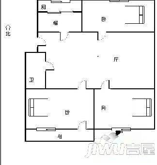 斗池新村B区3室1厅1卫81㎡户型图