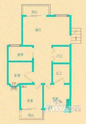 江域蓝湾3室2厅2卫129.3㎡户型图