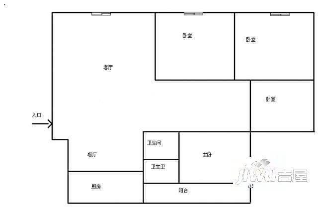 元洪锦江一期3室2厅2卫户型图