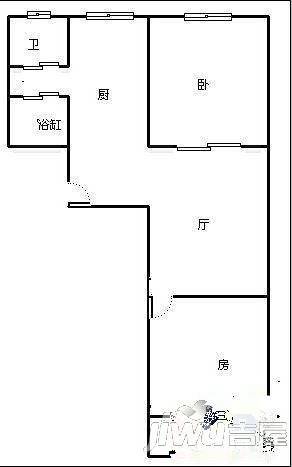 河口新村2室1厅1卫60㎡户型图