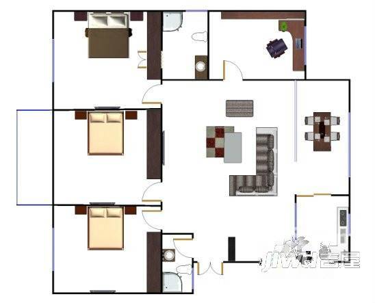 吉祥花园4室2厅2卫155㎡户型图