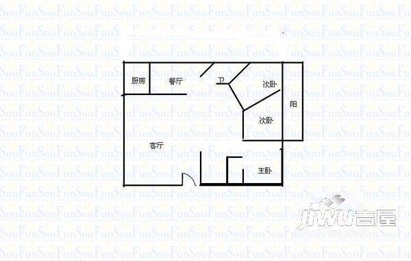 杨井路小区3室2厅2卫127㎡户型图