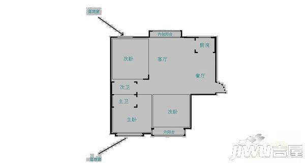 群升国际D区3室2厅2卫138㎡户型图