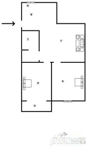 工程学院宿舍3室2厅1卫91㎡户型图