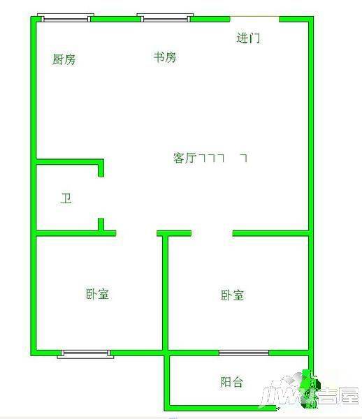 七海花园3室2厅2卫110㎡户型图