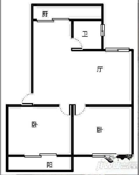 公路公司宿舍2室1厅1卫80㎡户型图