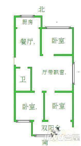 临江大厦3室2厅1卫104㎡户型图