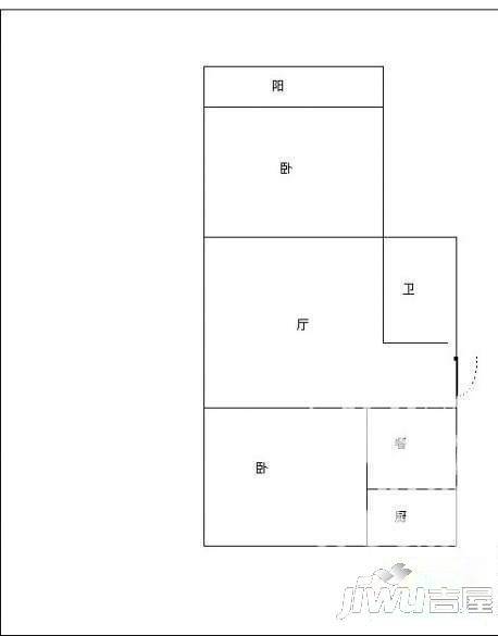 仓山检察院单位宿舍2室1厅1卫65㎡户型图