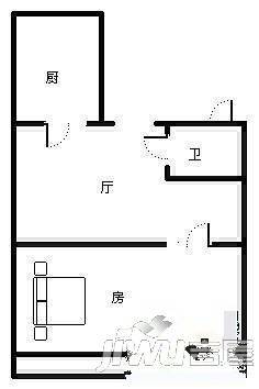 程埔大厦1室1厅1卫58㎡户型图