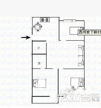 西河坡下新村4室2厅1卫117㎡户型图