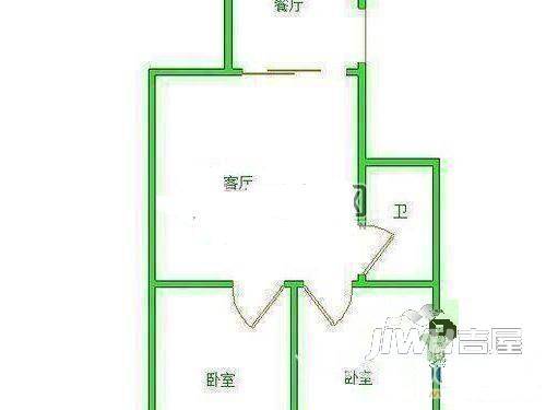 三十九中单位宿舍2室1厅1卫57㎡户型图