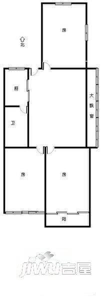 师大新村3室1厅1卫80㎡户型图