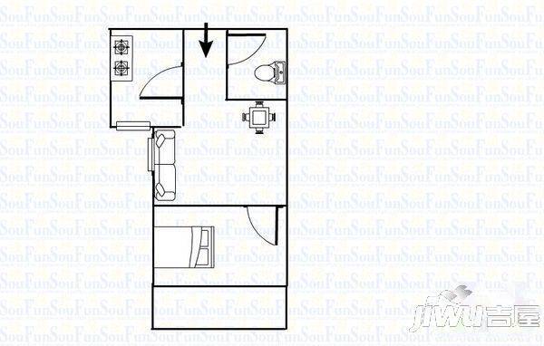 省直屏东2室1厅1卫59㎡户型图