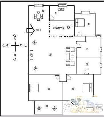 天骊大厦4室2厅2卫158㎡户型图