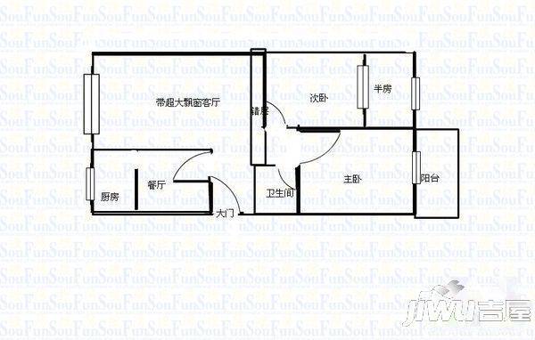 五凤兰庭五期2室2厅1卫户型图