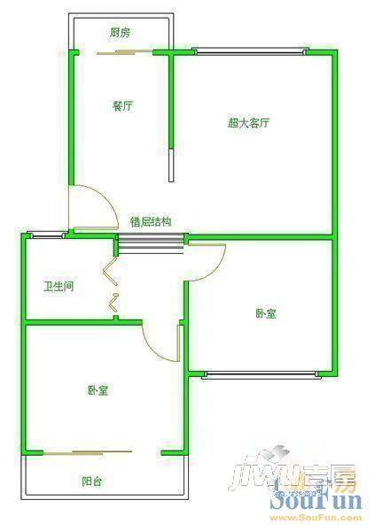 五凤兰庭五期2室2厅1卫户型图