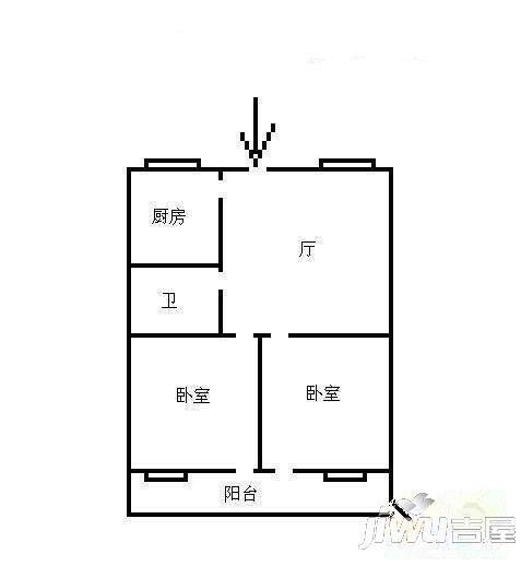 城南锦绣2室1厅1卫67㎡户型图