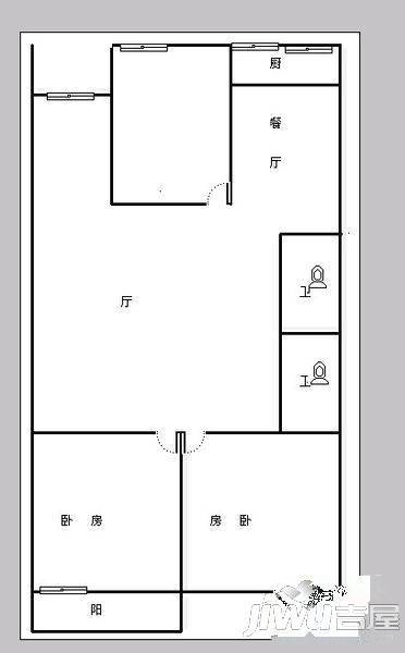 凯旋公寓3室2厅2卫118㎡户型图