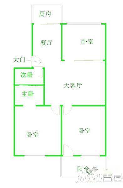 豪城花园3室2厅2卫99㎡户型图