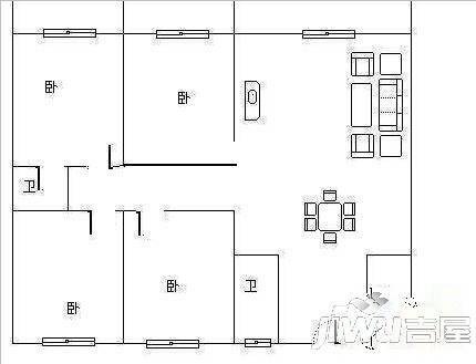 德胜公寓2室1厅1卫户型图