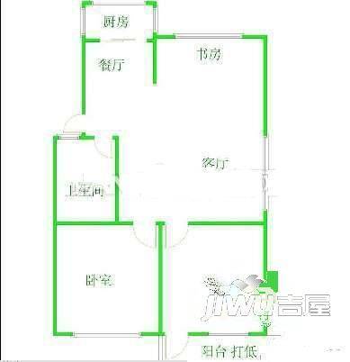 勺园公寓3室2厅1卫98㎡户型图