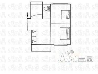 勺园公寓3室2厅1卫98㎡户型图