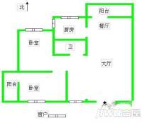 湖光花园3室2厅1卫90㎡户型图
