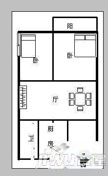 竹林境新村2室2厅1卫55㎡户型图