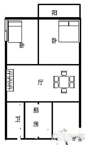 竹林境新村2室2厅1卫55㎡户型图