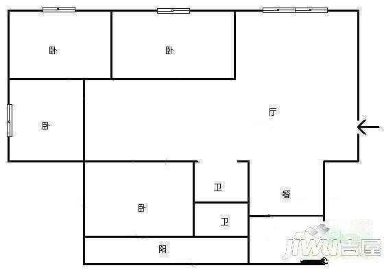 西峰新村3室2厅2卫128㎡户型图