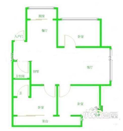 西峰新村3室2厅2卫128㎡户型图