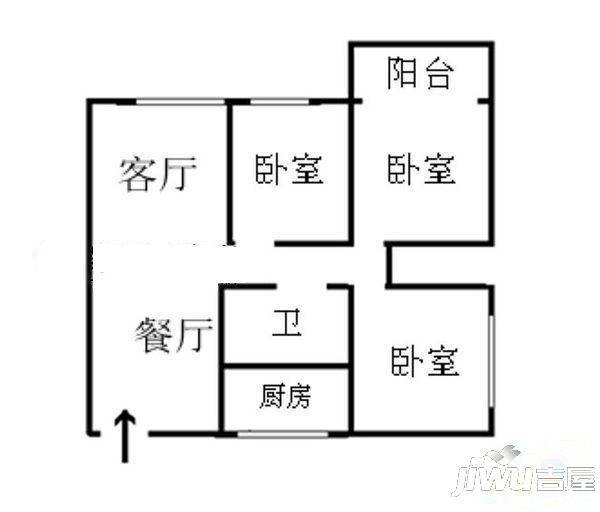 小桥新苑2室2厅1卫73㎡户型图