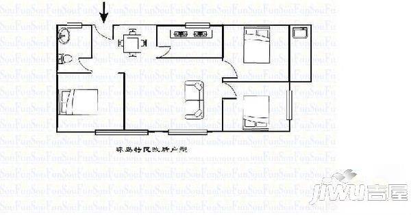 小桥新苑2室2厅1卫73㎡户型图