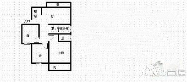 下安新苑3室2厅1卫93㎡户型图