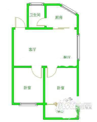 巷下新村2室1厅1卫75㎡户型图