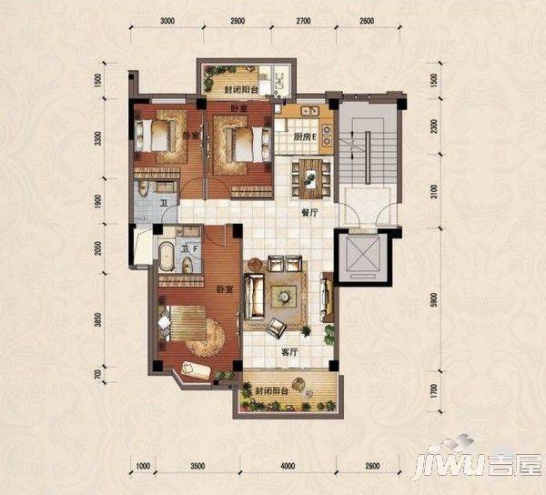 永隆花园4室2厅2卫128㎡户型图