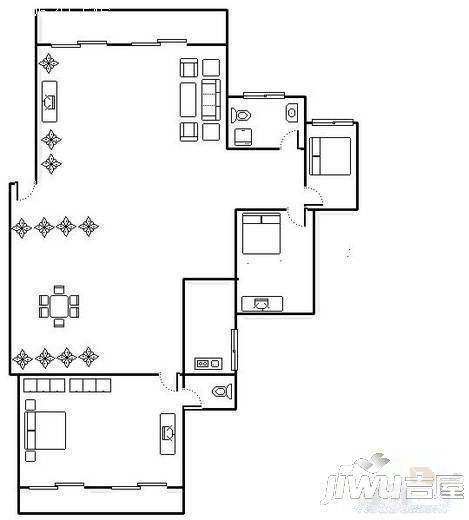 正祥滨江假日一期3室2厅2卫106㎡户型图