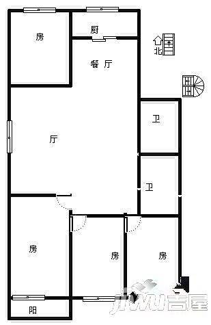 正祥滨江假日一期3室2厅2卫106㎡户型图