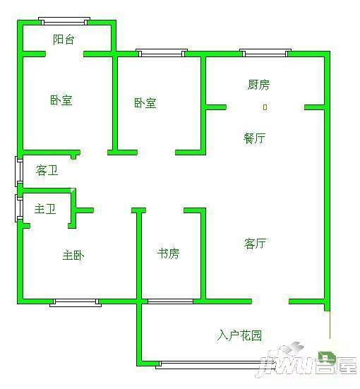 正祥滨江假日一期3室2厅2卫106㎡户型图