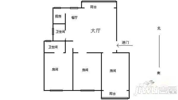 正祥滨江假日一期3室2厅2卫106㎡户型图