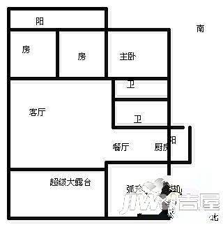 正祥滨江假日一期3室2厅2卫106㎡户型图