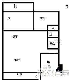 正祥滨江假日一期3室2厅2卫106㎡户型图